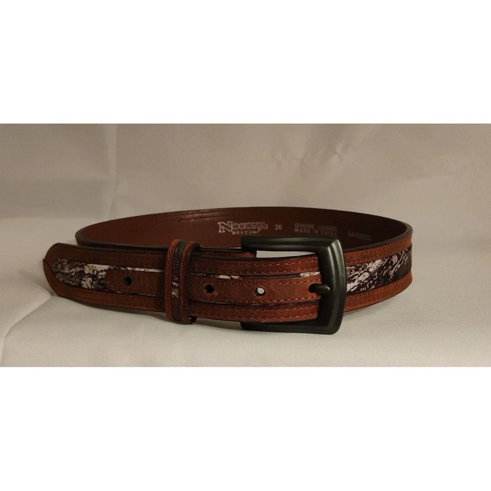 NEW Nocona Mossy Oak Leather Belt Boys Mens Sz 26 Brown Camouflage Hunting